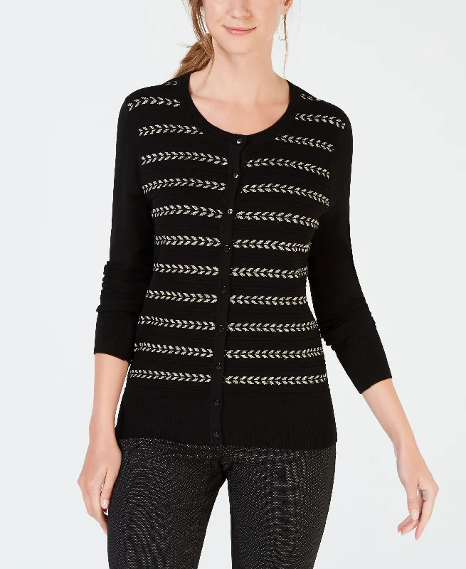 Charter Club Lurex Stripe Cardigan Sequined Glittery Shiny