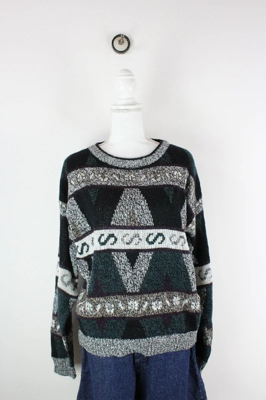 Vintage Expressions Pullover (M) Open Front Cardigan