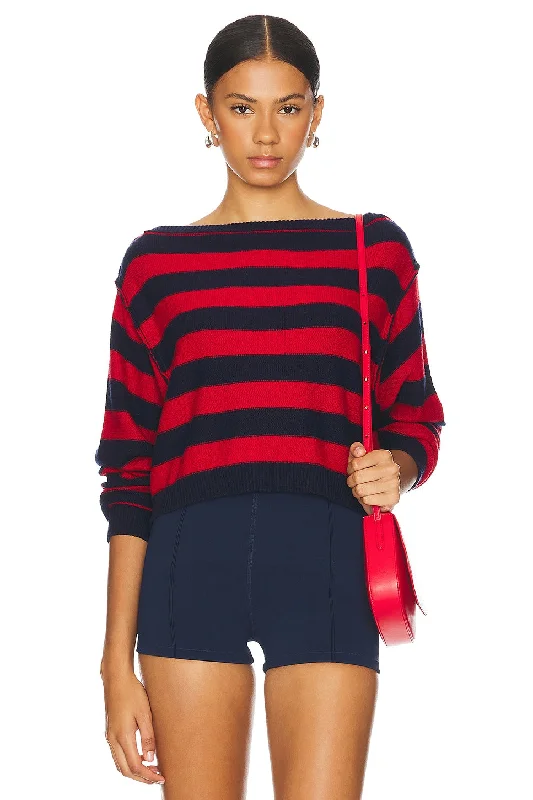 WTF Into the Blue Pullover - Red Combo Mock Neck Pullover