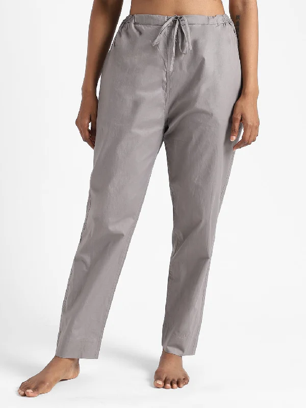 LivBio Women's Pants | Iron Grey | 100% Organic Cotton | Naturally Dyed Trousers | Slim Fit Trousers New Arrival