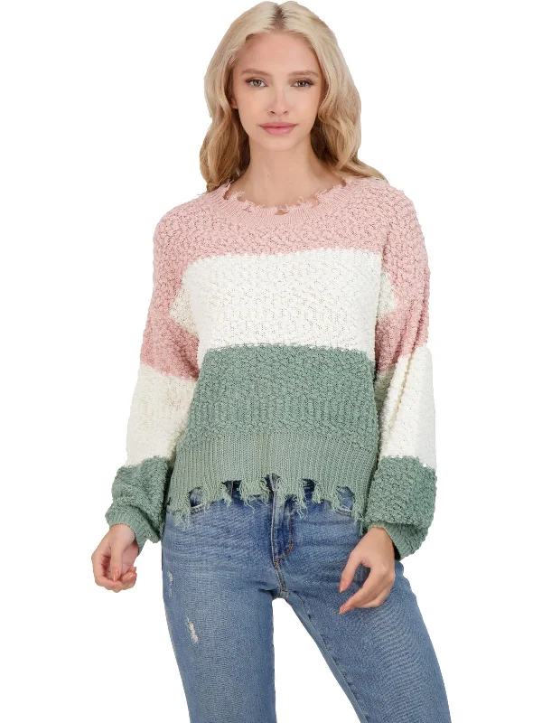 Womens Crew Neck Drop Shoulder Pullover Sweater Crew Neck Wool