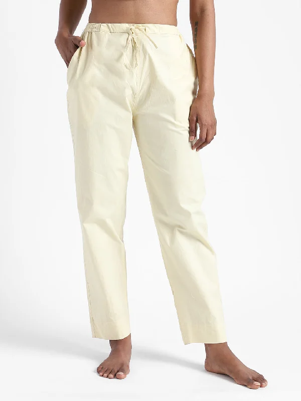 LivBio Women's Pants | Lemon Yellow | 100% Organic Cotton | Naturally Dyed Trousers | Slim Fit Trousers Bestseller Popular