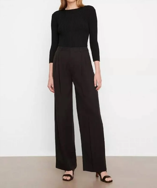 Drop Waist Pleated Trouser In Black Trousers cozy comfortable