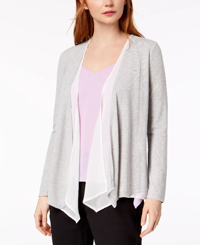 Bar III Draped Contrast Cardigan Casual Formal Business