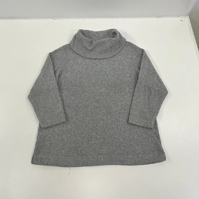 Women's Chaus Grey Cowl Neck Pullover Sweater - Size XL Shirred Sleeve Feminine