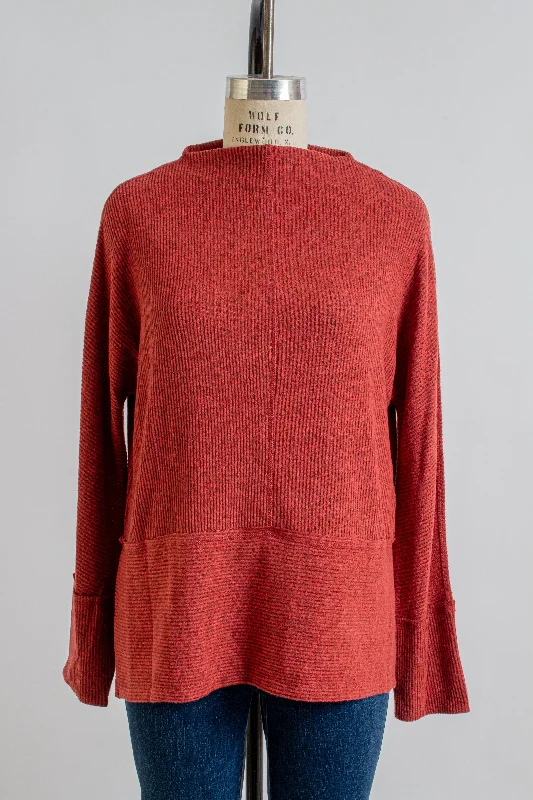 Funnel Neck Pullover in Spice Saggy Sleeve Comfort