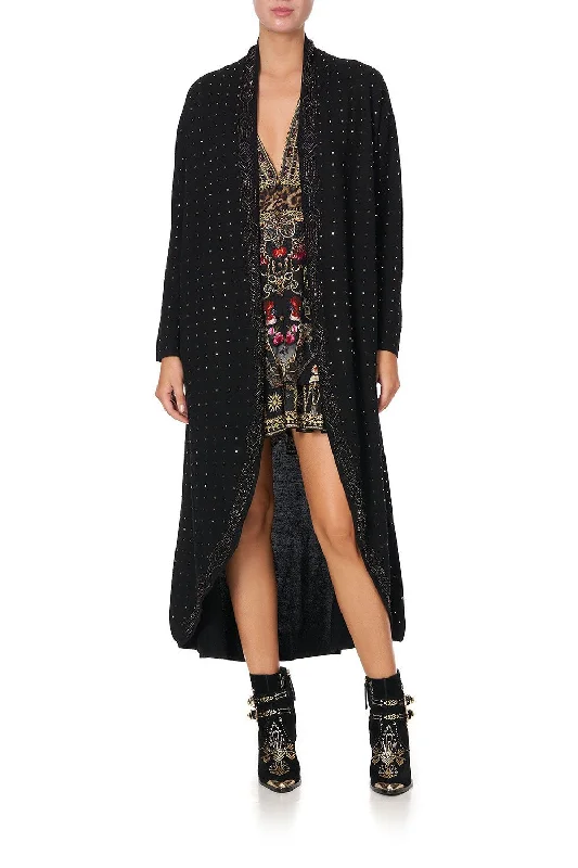 LONG KNITTED CASUAL CARDIGAN GOTHIC GODDESS Beaded Cardigan Sequined Faux Fur