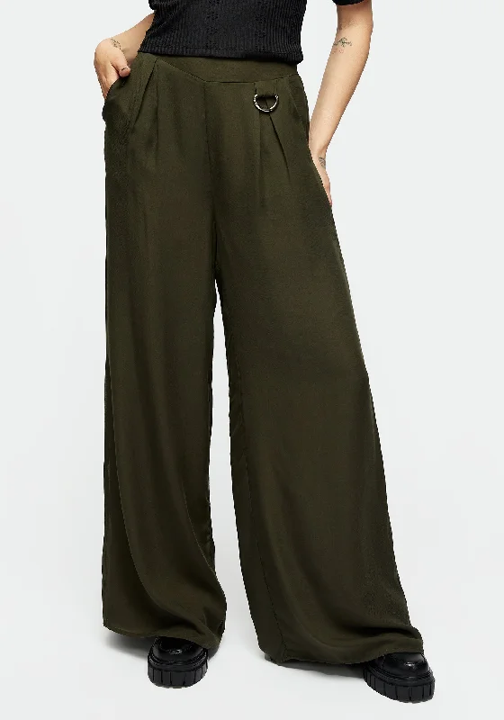 Descensum Wide Leg Green Trousers Trousers Tapered Slim Fit