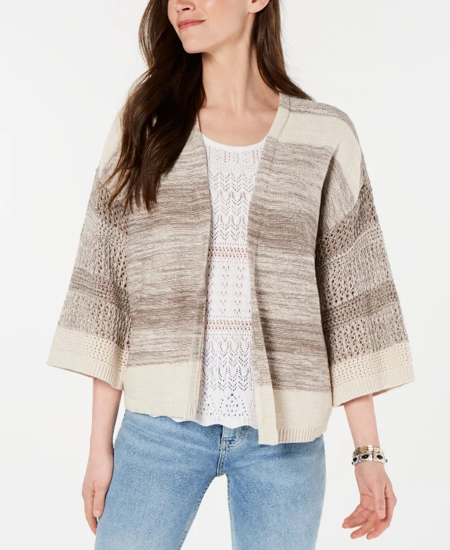 Style & Co Cotton Space Dyed Cardigan Seamless Knitted Crochet