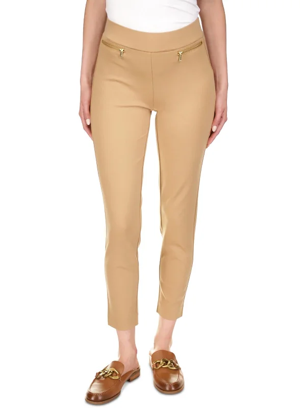 Womens Mid-Rise Ankle Trouser Pants Trousers Pleated Formal