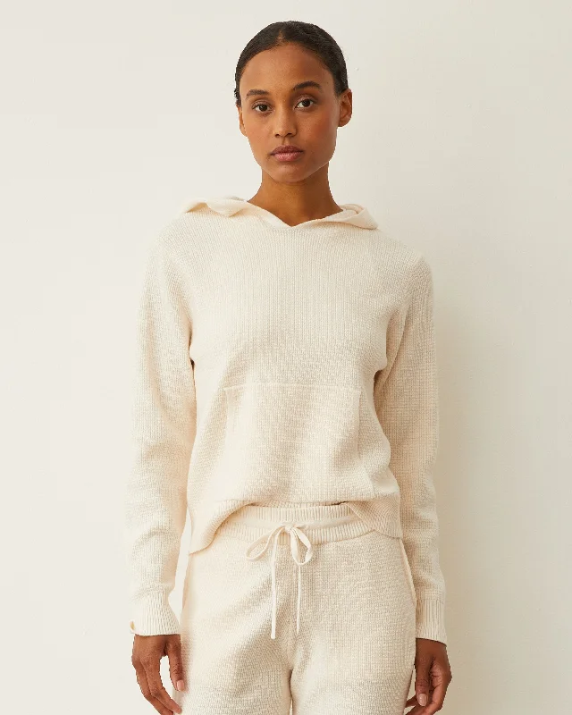 Soft Knit Waffle Kangaroo Pullover Boxy Neck Sweater