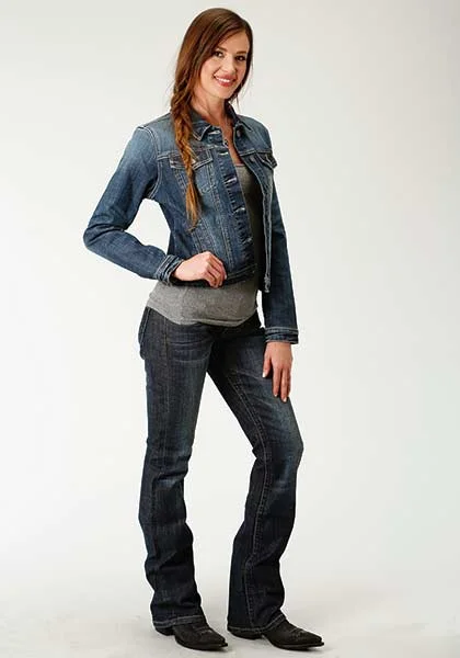 Roper Blue Stretch Denim Jacket-Ladies Elasticated Jacket Padded Jacket Insulated Jacket