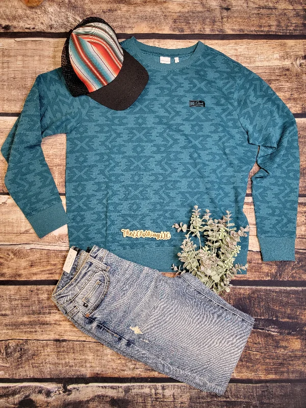 Cinch Women's Pullover - Teal Slim Sleeve Pullover