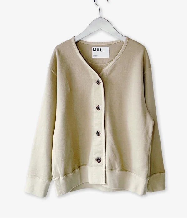 MHL./DRY COTTON LINEN LOOPBACK CARDIGAN WOMENS (STONE) Stretchy Elastic Breathable