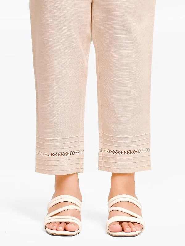 Women's Cream Trouser - EWBEB23-76560 Trousers Low Rise Relaxed