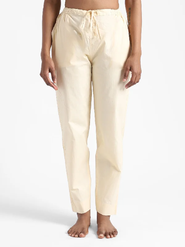 LivBio Women's Pants | Cream Rust | 100% Organic Cotton | Naturally Dyed Trousers | Slim Fit Trousers luxurious premium