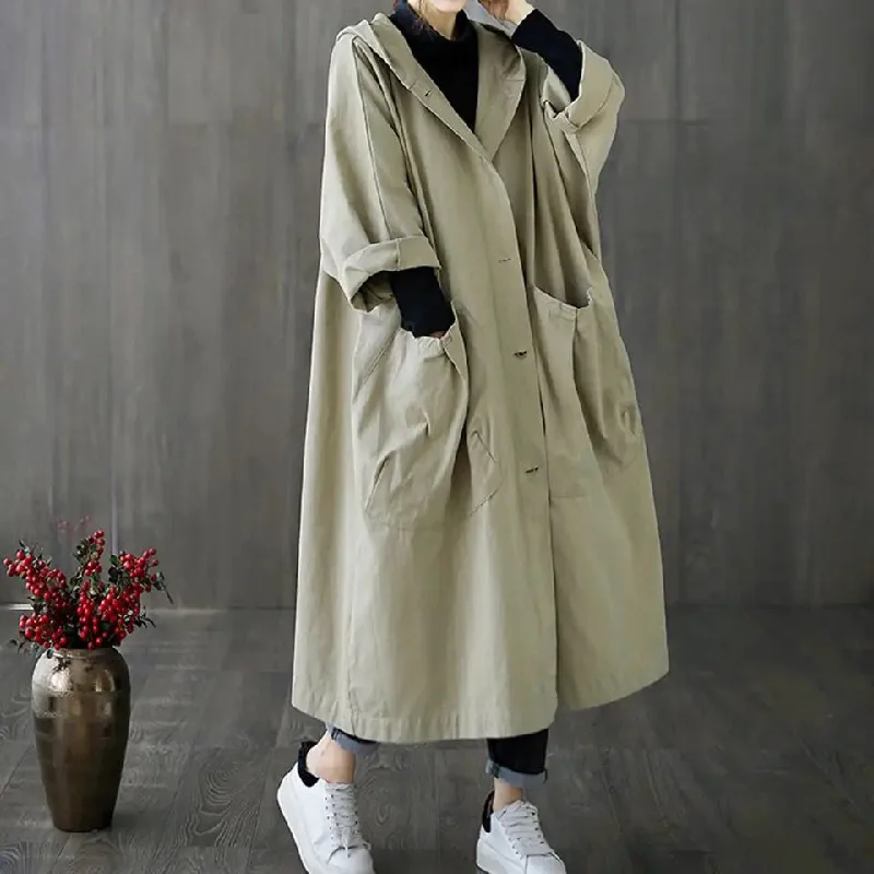 Womens Long Breasted Trench Coat Midi Length Overcoat Women's Casual Jackets Style Coat Women B-27564 Denim Jacket Leather Jacket Suede Jacket