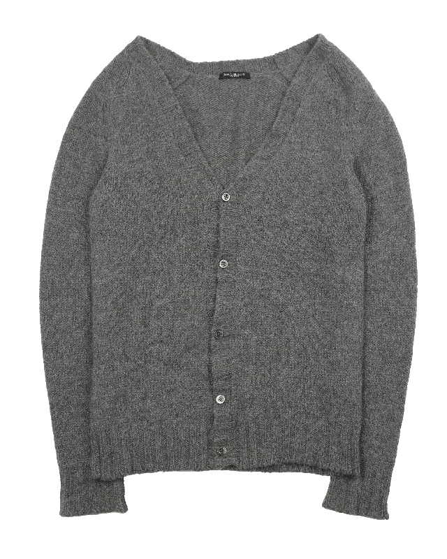 Grey Knit Cashmere Cardigan Sweater Asymmetrical,ymmetric Pencil Cardigan