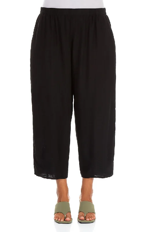 Taper Black Silk Bamboo Trousers Trousers Sale Discount