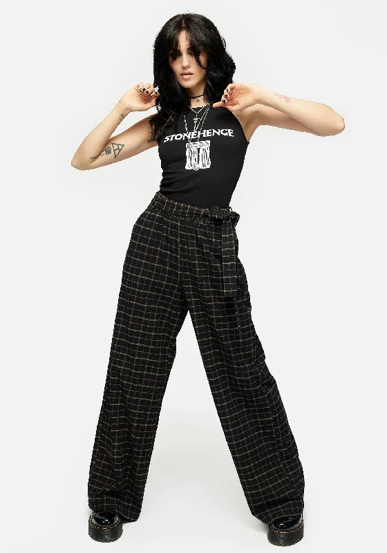 Ransom Tie Waist Check Trousers Trousers Capri Summer