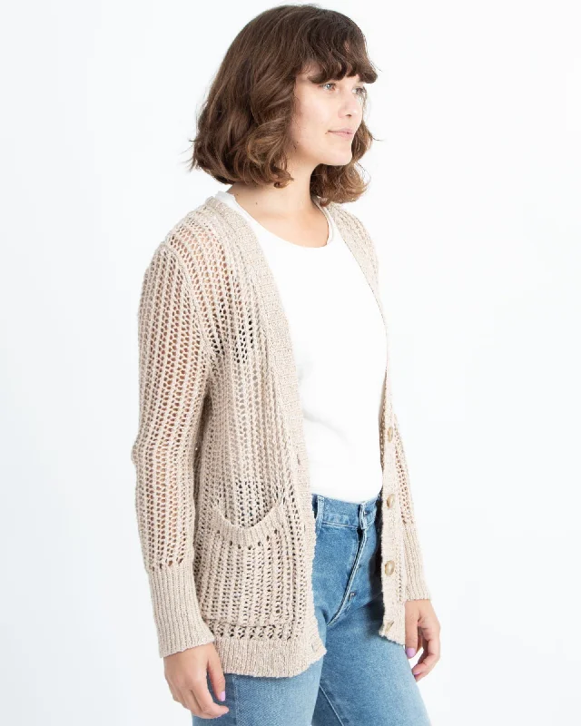 Metallic Open Knit Cardigan Cardigan Knitwear Sweater