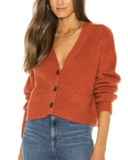 "90's Cropped Cardigan" Mesh Blend Leather Blend Suede Blend