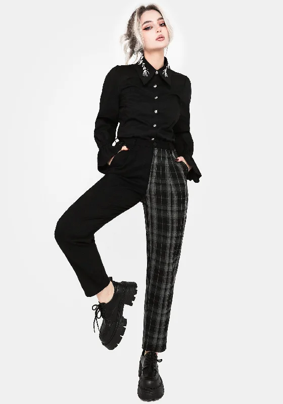 Checkmate High Waist Tapered Trousers Trousers Leisure Comfortable