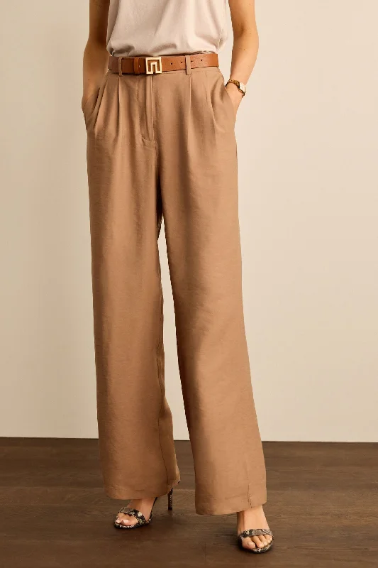 Petite Wide Leg Trousers Camel Trousers Office Stylish