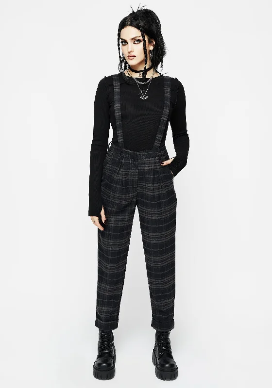 Reckless Distressed Check Trousers Trousers Fleece Cozy