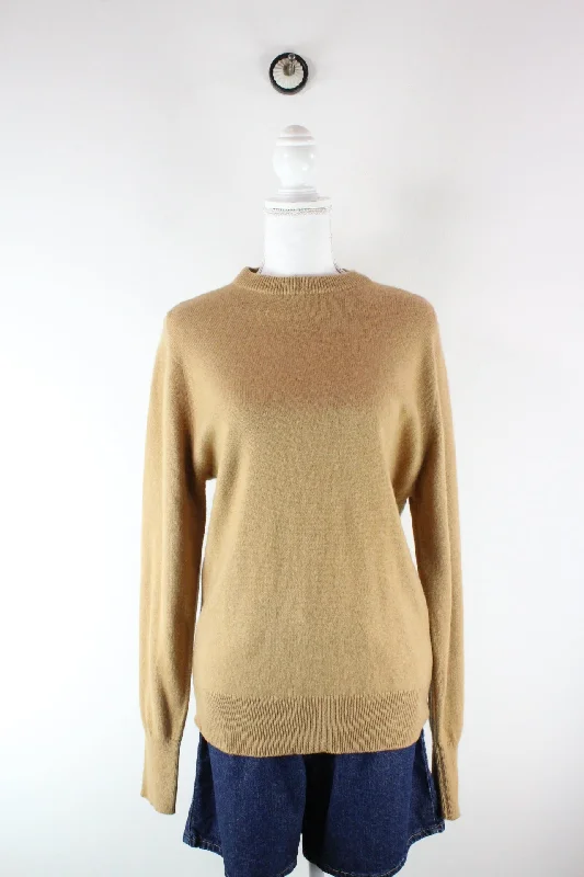 Vintage Brown Pullover (L) Ruffled Neck Pullover