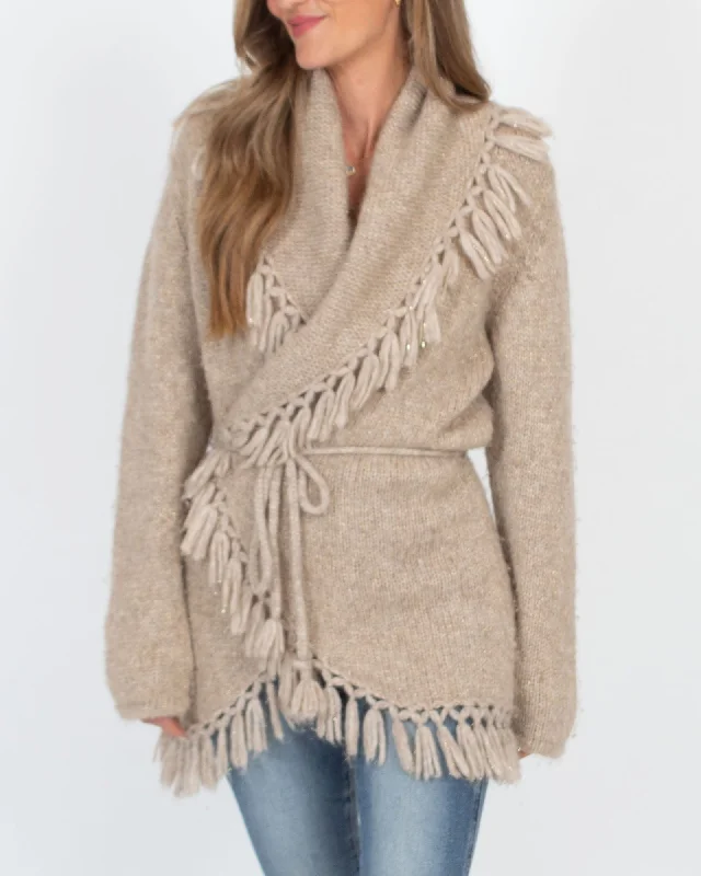 Fringe Knit Cardigan Hooded Cardigan Collared Cardigan Shawl Collar