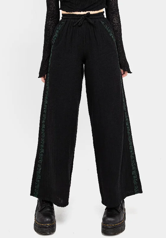 Damiana Embroidered Cotton Trousers Trousers practical durable