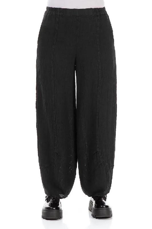 Black Mélange Linen Trousers Trousers versatile functional