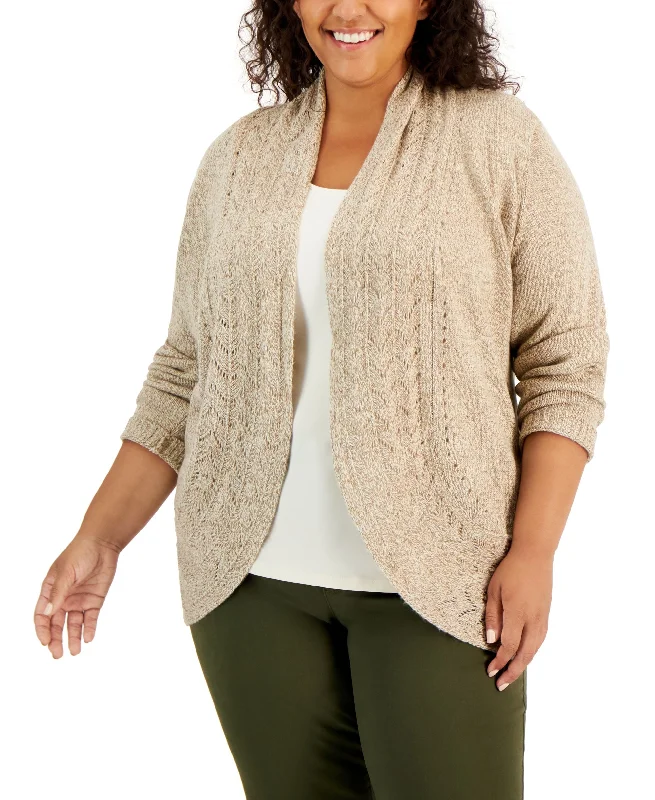 Plus Size Turbo Shawl-Collar Cardigan Soft Cozy Warm