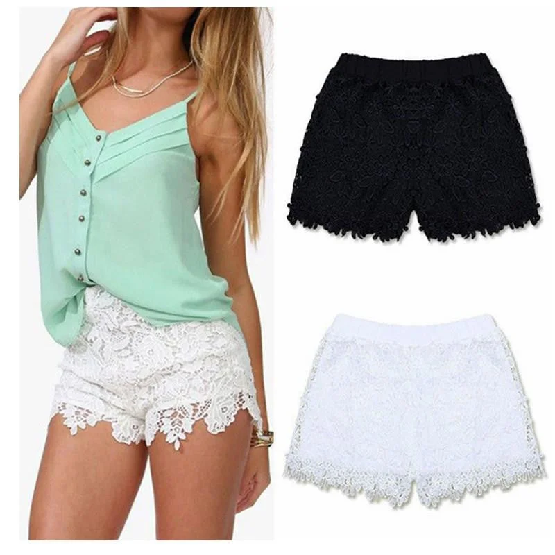 Women Lace Shorts Fashion Cotton Floral Lace Crochet Mini Shorts Leisure Short Trousers Plus Size S-XXXL Trousers luxurious premium