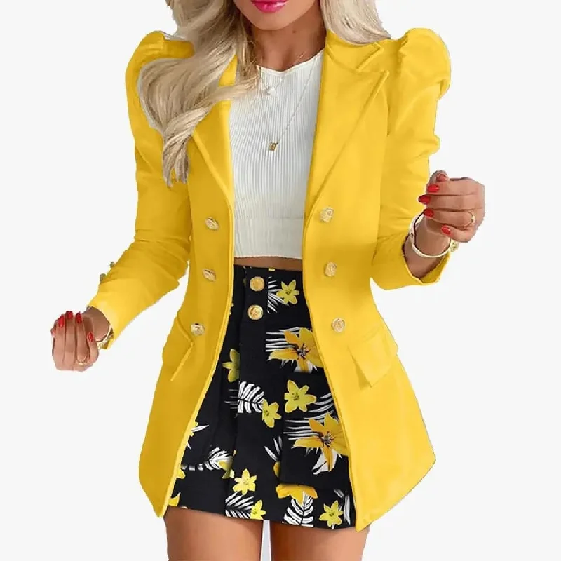 Women's Spring Long Sleeve Solid Color Jacket with Mini Skirt Two-piece Suit X4387770 Fleece Fabric Down Fabric Feather Fabric