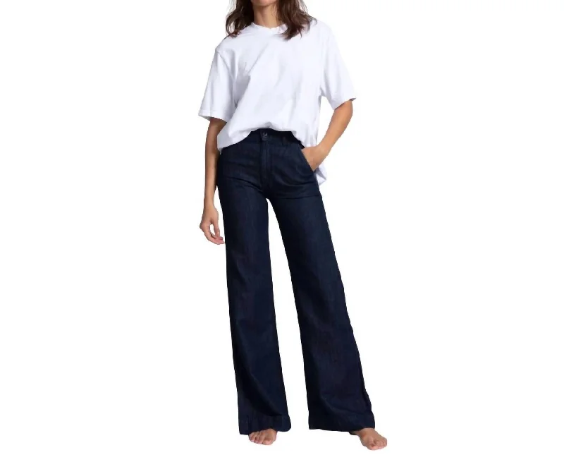 Denim Trouser In Indigo Linen Trousers Party Sparkling