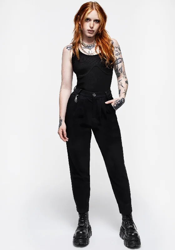 Malverde High Waist Tapered Trousers - Black Trousers Harem Relaxed Fit