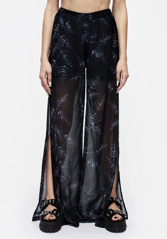 Bracken Sheer Chiffon Wide Leg Trousers Trousers Velvet Soft