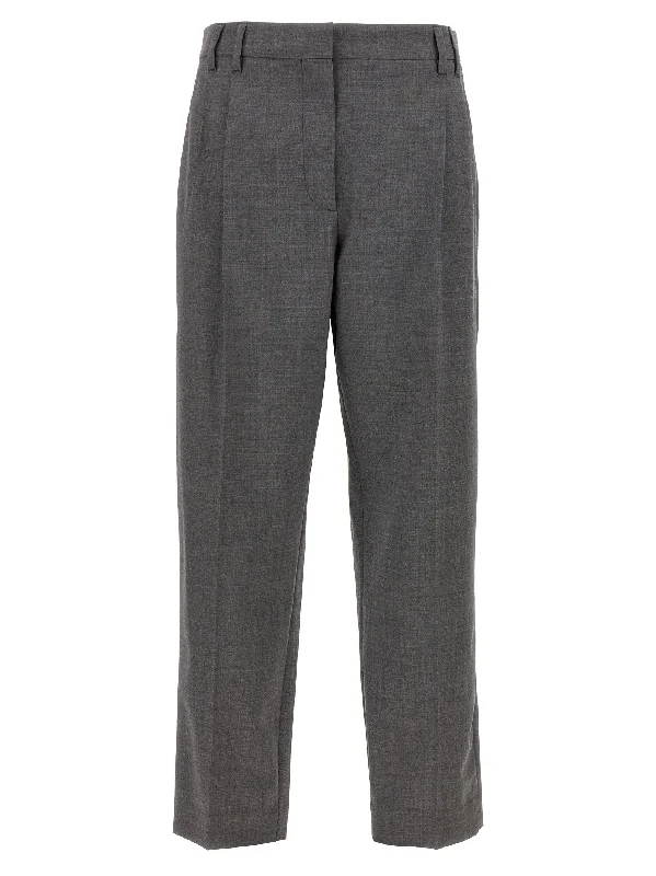 Pin Tuck Trousers Cropped Trousers Casual Linen