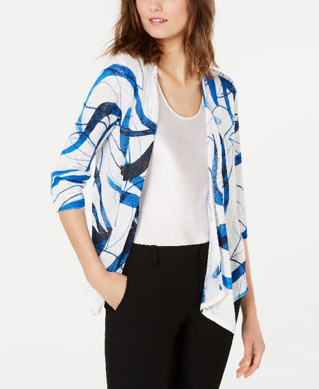 Alfani Printed Open Front Cardigan Fitted Slim Tailored