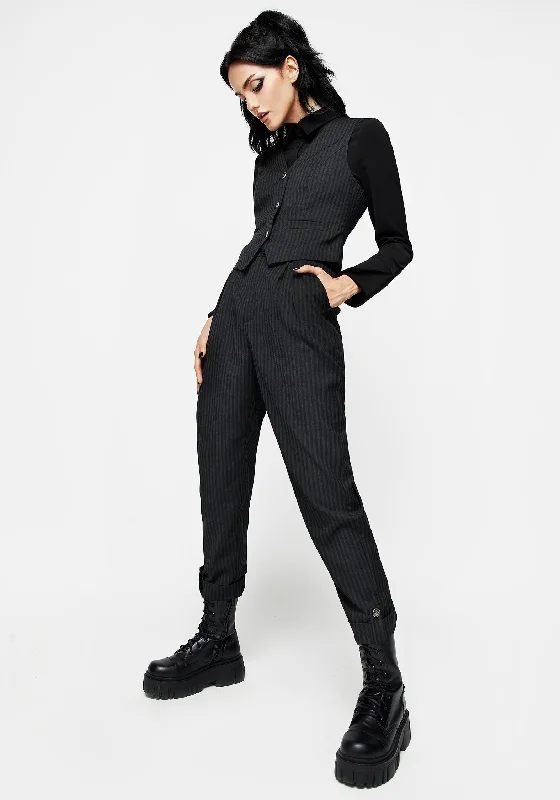 Nevermore Pinstripe Tailored Trousers Trousers Lace Delicate