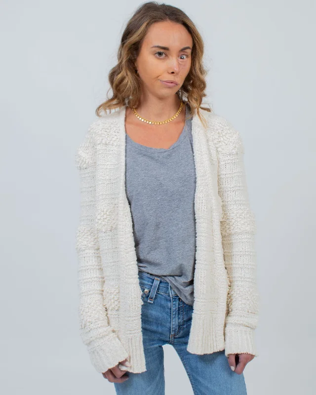 Cream Open Cardigan Tailored Straight A-Line