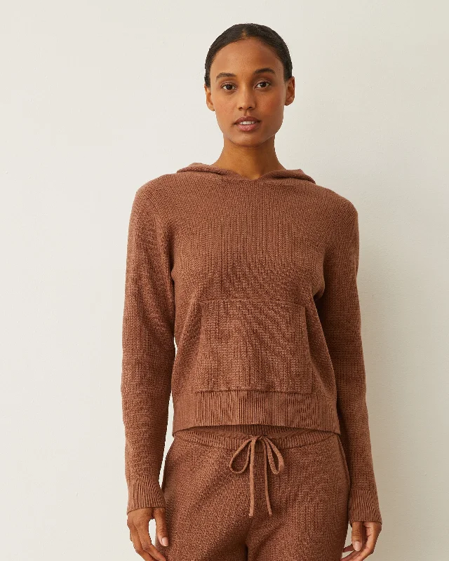 Soft Knit Waffle Kangaroo Pullover Crew Neck Wool