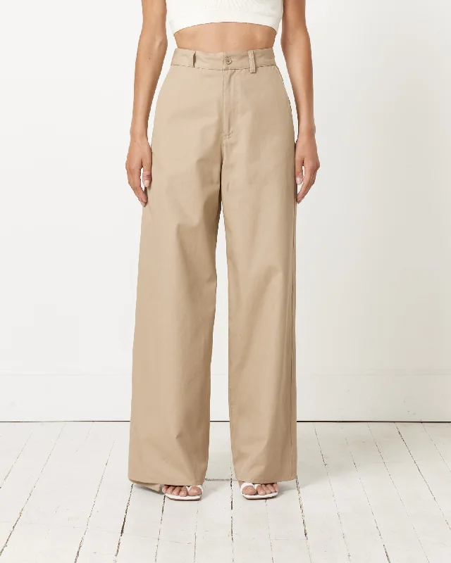 Cotton Gabardine Trousers in Beige Trousers Denim Blue