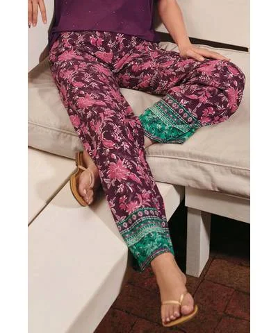 Purple print Wide Leg Trousers Trousers sophisticated sleek