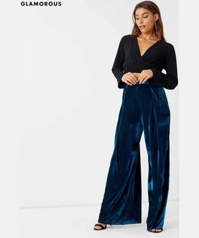 Velvet High Waist Trousers Trousers trendy modern