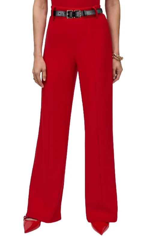 Wide Leg Belted Trousers In Red Trousers Occasion Special