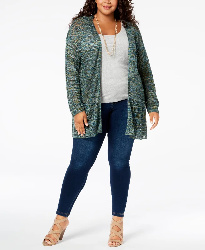 John Paul Richard Plus Size Pointelle Cardigan Iron Safe Non-Iron Wrinkle Free