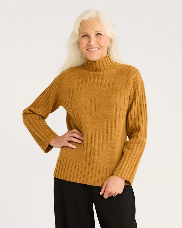 Women's Pendleton | Mockneck Pullover Sweater | Brown Sugar Flutter Sleeve Feminine